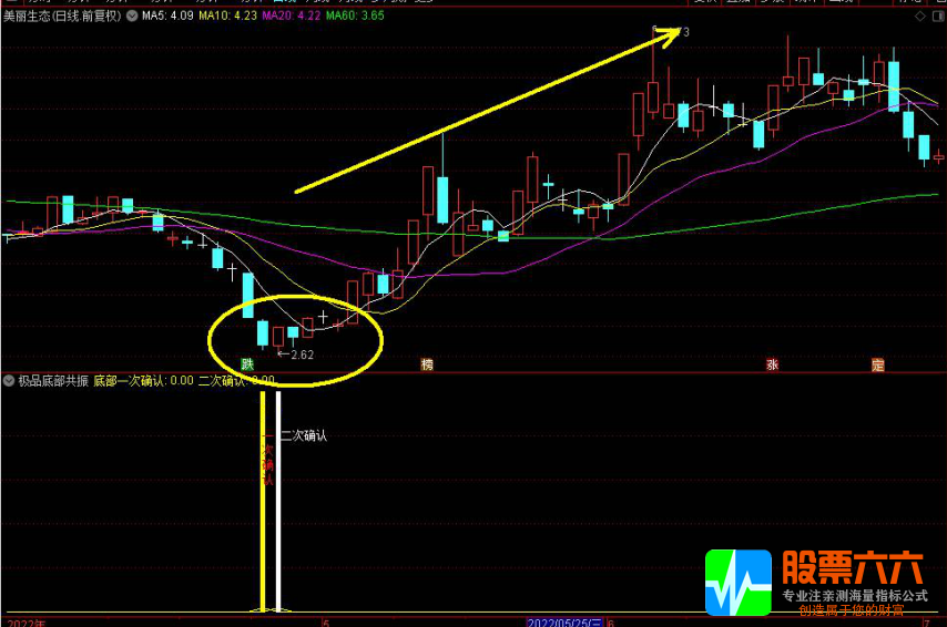 极品底部二次确认指标，附图选股指标