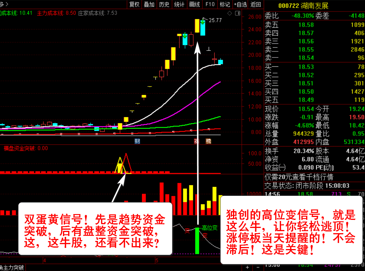 【主力资金突破】套装指标 看清主力动向 跟随主力吃肉 资金趋势选股实