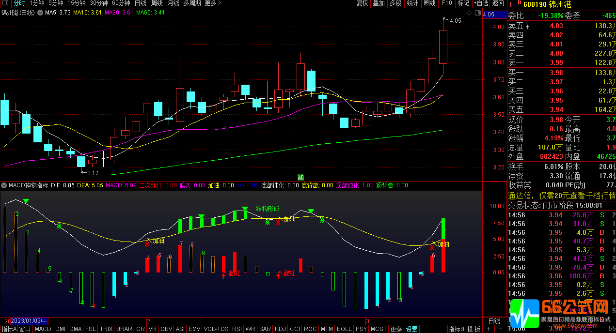 MACD神物通达信副图指标 九转精准提示