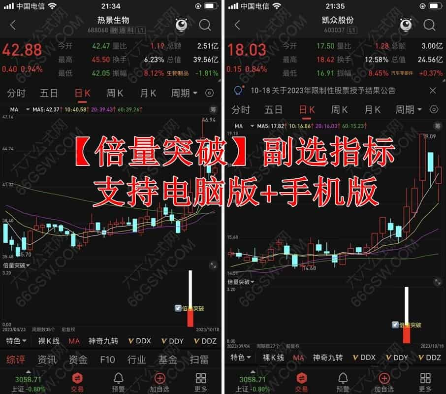 通达信【倍量突破】副选指标公式 手机电脑通用