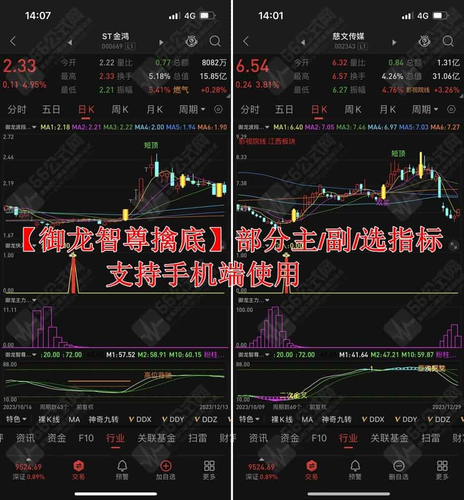 【御龙智尊擒底】主副选全套原御龙软件指标！信号适中！