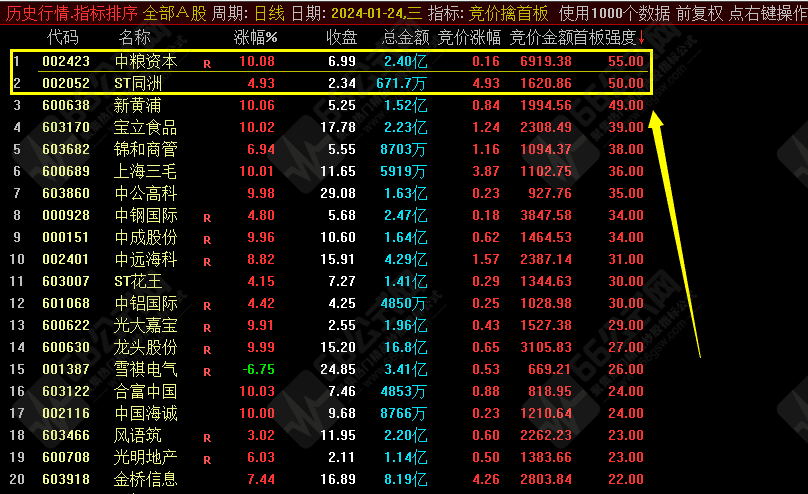 【竞价擒首板】排序专抓首板涨停板指标 全天信号不变